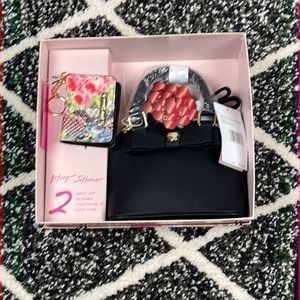 Betsey Johnson bow crossbody purse and card case wallet holiday gift set